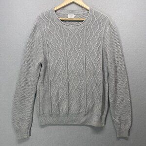 7 Diamonds Sweater Mens Large Grey Knit Textured 100% Cotton